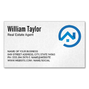 Modern onroerend goed Blue Logo   Damaskpatroon Magnetisch Visitekaartje