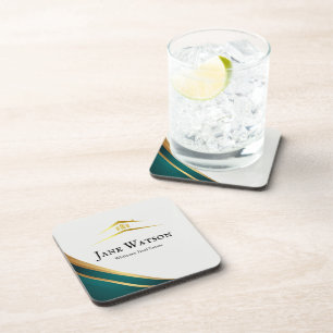 Modern Onroerend Goed Groen & Goud Bier Onderzetter