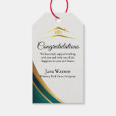 Modern Onroerend Goed Groen & Goud Cadeaulabel (Voorkant)