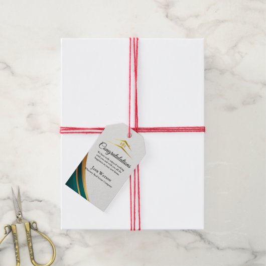 Modern Onroerend Goed Groen & Goud Cadeaulabel (Met Touw)