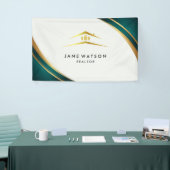Modern Onroerend Goed Groen & Goud Spandoek (Beurs)