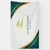 Modern Onroerend Goed Groen & Goud Spandoek (Verticaal)