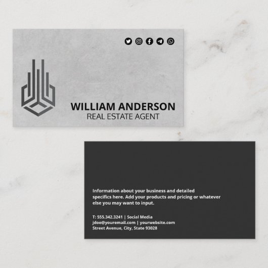 Modern onroerend goed Logo | Social media iconen Visitekaartje (Voorkant / Achterkant)