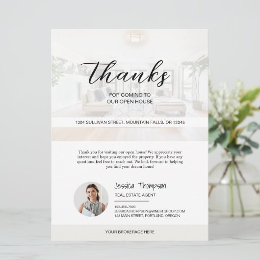 Modern onroerend goed open huis dank u kaart (Staand voorkant)