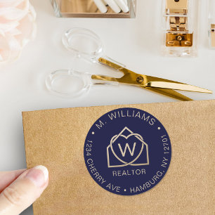 Modern onroerend goed promotionele makelaar uw Log Ronde Sticker