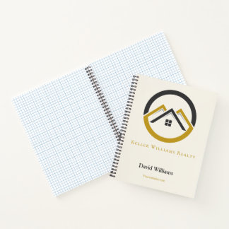 Modern onroerend goed wit en goud aangepast logo  notitieboek