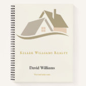 Modern onroerend goed wit en goud aangepast logo notitieboek (Voorkant)