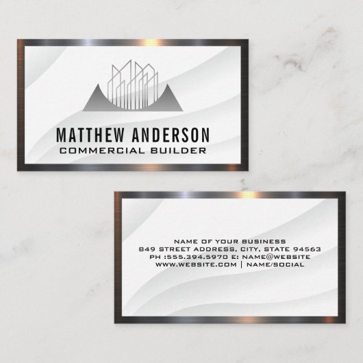 Modern onroerend-goedpictogram | Metaalgrens Visitekaartje (Voorkant / Achterkant)