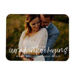 Modern Ons Avontuur Save the Date Photo bruiloft Magneet