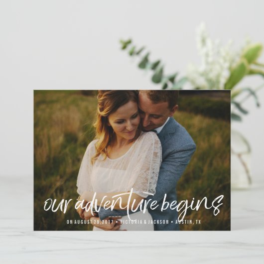 Modern ons avontuur sparen de Datum Foto Save The Date (Staand voorkant)