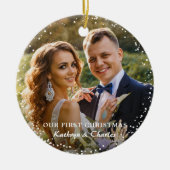 Modern ons eerste kerstfeest als de heer en mevrou keramisch ornament (Voorkant)