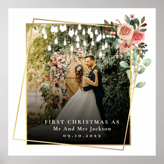 Modern ons eerste kerstfeest als de heer en mevrou poster (Voorkant)