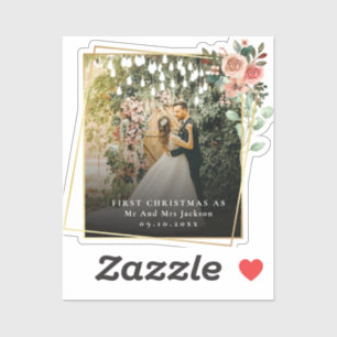 Modern ons eerste kerstfeest als de heer en mevrou sticker