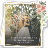 Modern ons eerste kerstfeest als de heer en mevrou sticker (Voorkant)