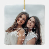 Modern Ons eerste kerstfeest als mevrouw en mevrou Keramisch Ornament (Achterkant)