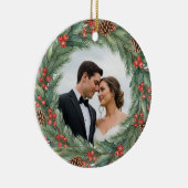 Modern ons eerste kerstfeest als Mr & Mrs Foto Keramisch Ornament (Rechts)
