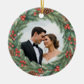 Modern ons eerste kerstfeest als Mr & Mrs Foto Keramisch Ornament (Voorkant)