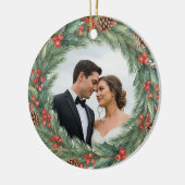 Modern ons eerste kerstfeest als Mr & Mrs Foto Keramisch Ornament (Links)