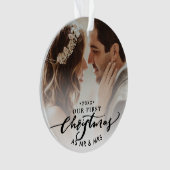 Modern 'Ons eerste kerstfeest als Mr & Mrs' Foto Ornament (voorkant)