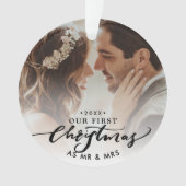 Modern 'Ons eerste kerstfeest als Mr & Mrs' Foto Ornament (voorkant)