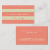 Modern ontwerp Beige & koraalrode strepen Visitekaartje (Voorkant / Achterkant)