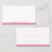 Modern ontwerp Elegant Roze Wit Trendy Plain Visitekaartje (Voorkant / Achterkant)