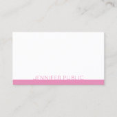 Modern ontwerp Elegant Roze Wit Trendy Plain Visitekaartje (Voorkant)