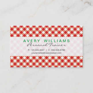 Modern ontwerp, groen, rood en wit Country Gingham Visitekaartje