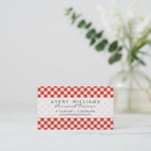 Modern ontwerp, groen, rood en wit Country Gingham Visitekaartje (Staand voorkant)