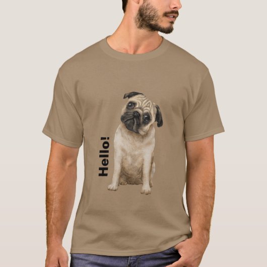 Modern ontwerp Hallo Bulldog mannen beige T-shirt (Voorkant)