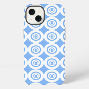 Modern ontwerp lichtblauw witte cirkels patroon iPhone 13 hoesje