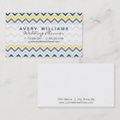 Modern ontwerp, marineblauw, geel en grijs Chevron Visitekaartje (Voorkant / Achterkant)