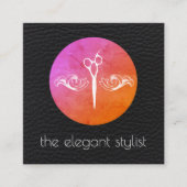 Modern ontwerp met lederen achtergrondlijst vierkante visitekaartje (Voorkant)