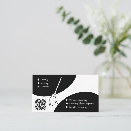 Modern Ontwerp & QR Code Unieke Huisreiniger Visitekaartje (Staand voorkant)