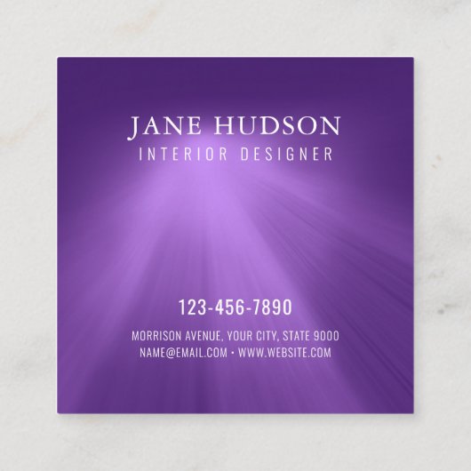 Modern ontwerp, schoon en elegant, paars, gewoon,  vierkante visitekaartje (Achterkant)