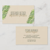 Modern ontwerp van Tropisch Palm Leaf Interior Visitekaartje (Voorkant / Achterkant)