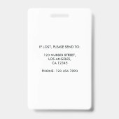 Modern ontwerp verpleegster foto ID Badge (Achterkant)