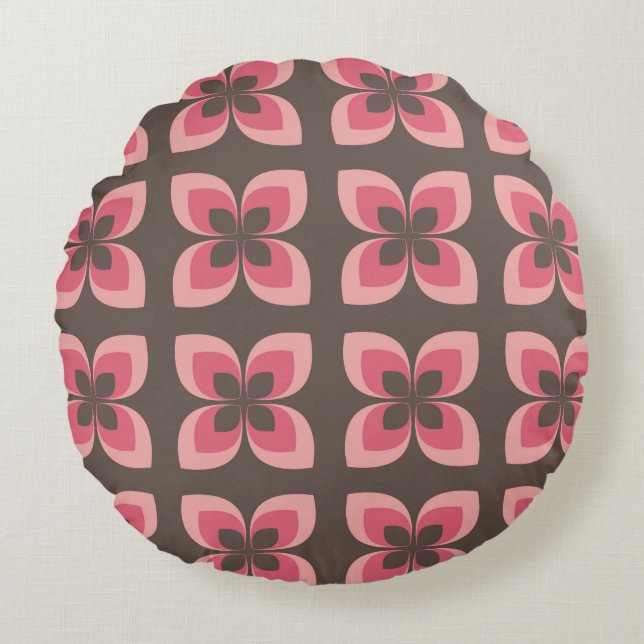 Modern ontwerp voor Floral Rond Kussen (Voorkant)