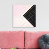 Modern ontwerp voor geometrische roze goudlijnen canvas afdruk (Insitu (Woonkamer))