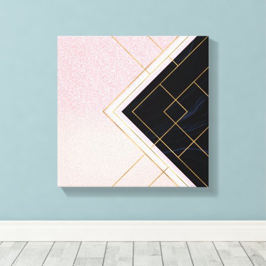 Modern ontwerp voor geometrische roze goudlijnen canvas afdruk (Insitu (Houten vloer))