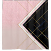 Modern ontwerp voor geometrische roze goudlijnen douchegordijn (Voorkant)