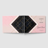 Modern ontwerp voor geometrische roze goudlijnen gastenboek (Volledig)
