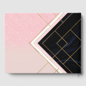 Modern ontwerp voor geometrische roze goudlijnen gastenboek (Achterkant)
