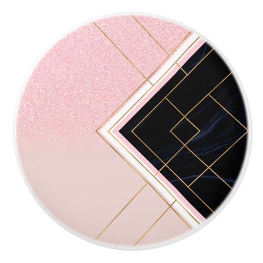 Modern ontwerp voor geometrische roze goudlijnen keramische knop (Voorkant)