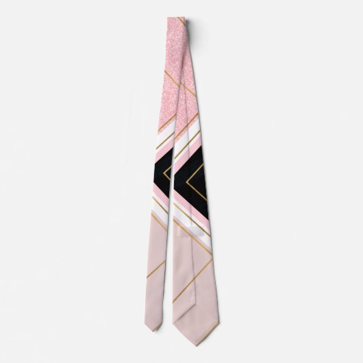 Modern ontwerp voor geometrische roze goudlijnen stropdas (Achterkant)