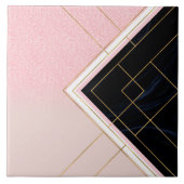 Modern ontwerp voor geometrische roze goudlijnen tegeltje (Voorkant)