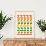 Modern ontwerp voor moderne, Bright Citrus Geometr Poster<br><div class="desc">Een kleurrijk,  fruitig,  speels vormend geometrisch vormgegeven patroon van halve cirkel "heuvels" een schattig citruskleurenpalet van oranje,  geel en groen.</div>