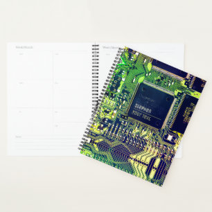 Modern ontwerp voor printplaat voeg naam toe Geeky Planner