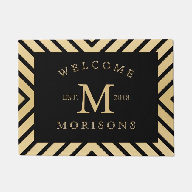 Modern ontwerp voor zwart en goud deurmat (Voorkant)