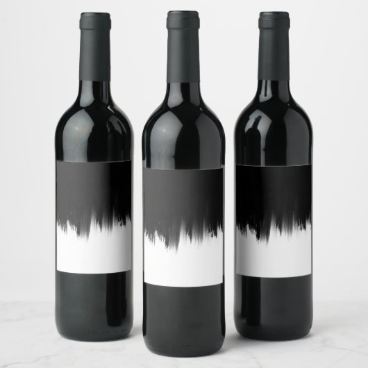 Modern ontwerp voor zwarte penseelstreken wijn etiket (Flessen)